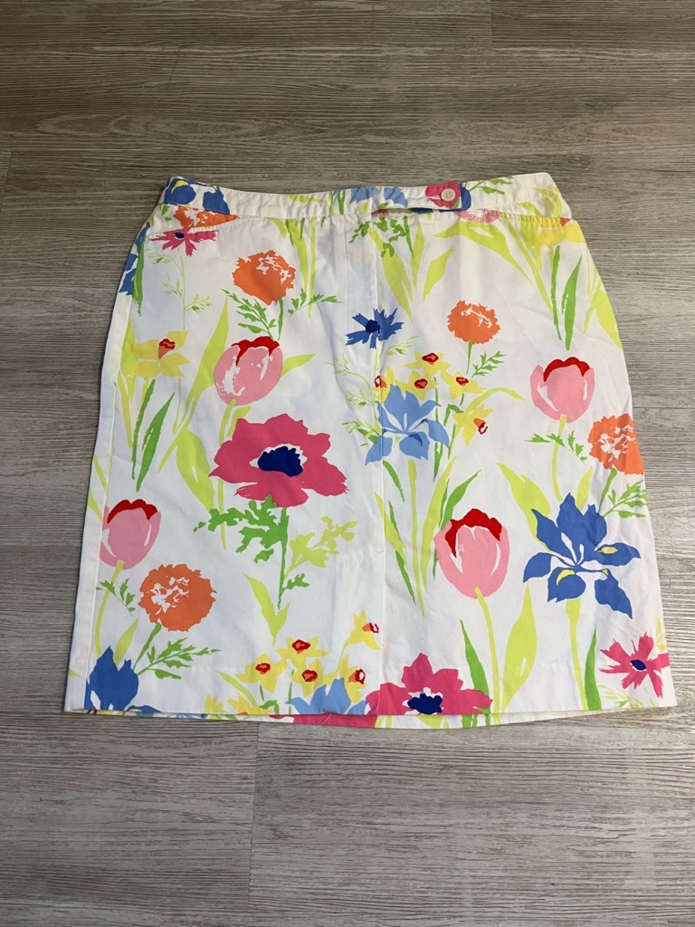 Liz Claiborne Floral Skirt Size 14 Cotton Spring Summer Preppy Cottagecore